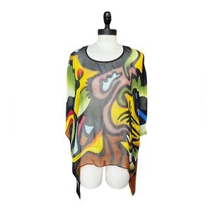 COCOON HOUSE Silk Colorful Blouse, Size L/XL